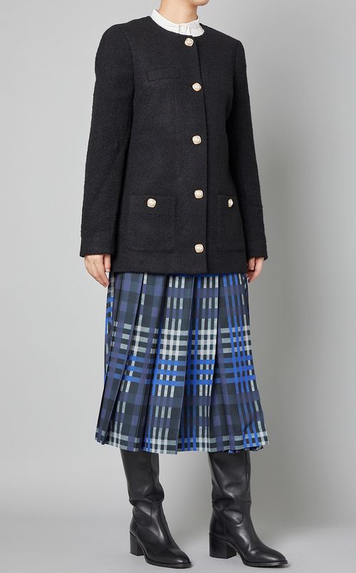 チェックプリーツミディスカート