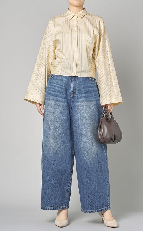 ストライプバックブラウジングブラウス