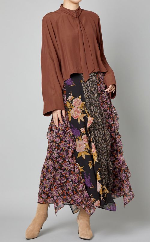 フラワープリントラッフルスカート