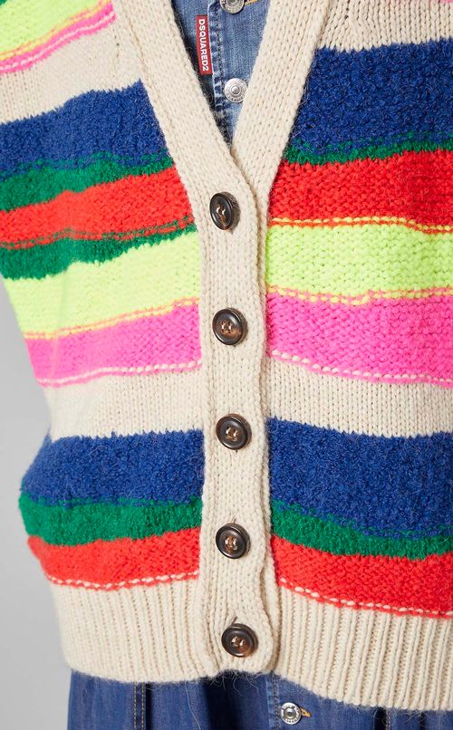マルチカラーボーダーカーディガン