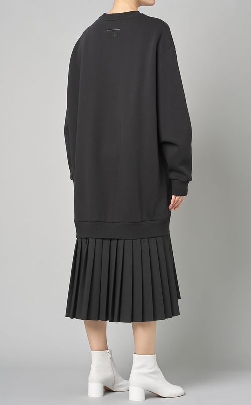 スウェットプリーツスカートコンビドレス
