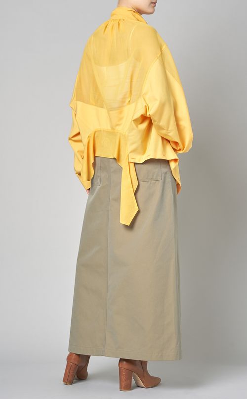 ダブルエンドウールボイルボウタイブラウス