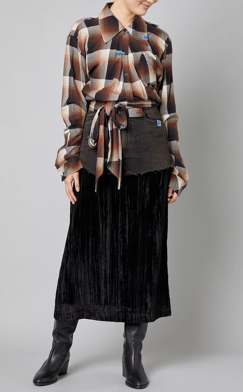 オンブレチェックカシュクールブラウス