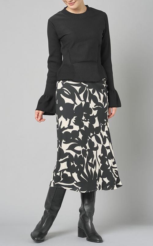 ビッグフラワープリントミディスカート