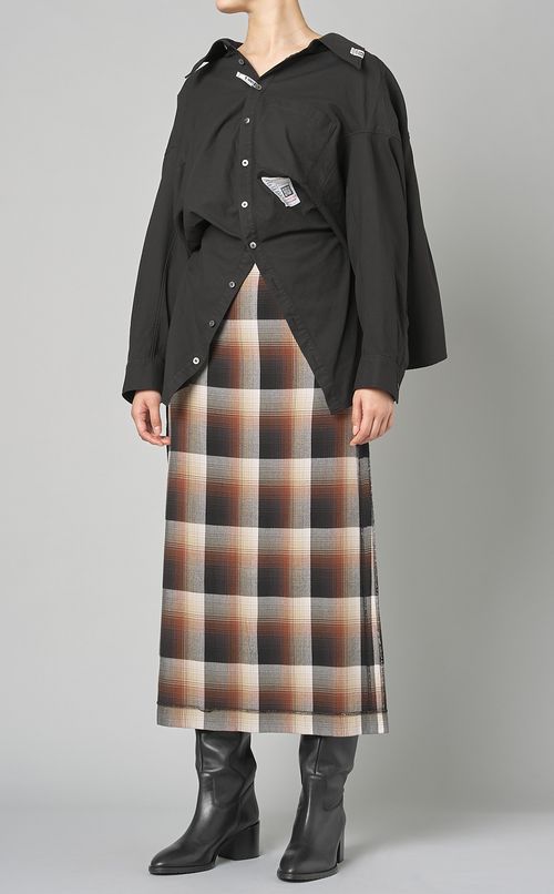 オンブレチェックロングスカート