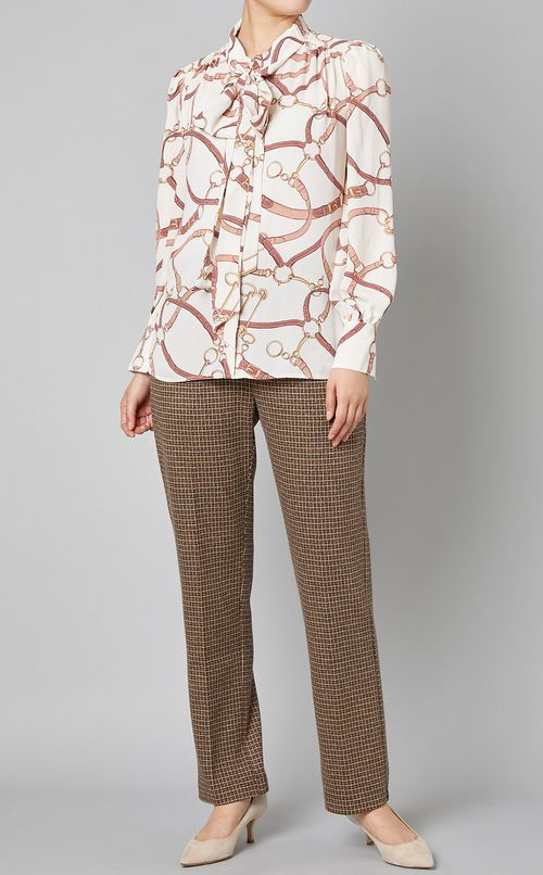 チェックセンタープレスプルオンパンツ