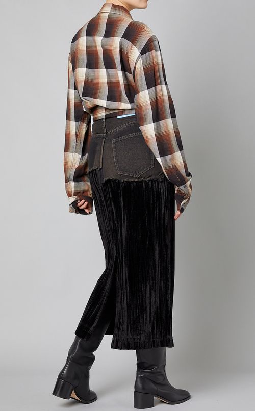 オンブレチェックカシュクールブラウス