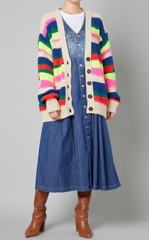 マルチカラーボーダーカーディガン