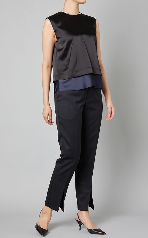 スリーブレスバイカラーブラウス