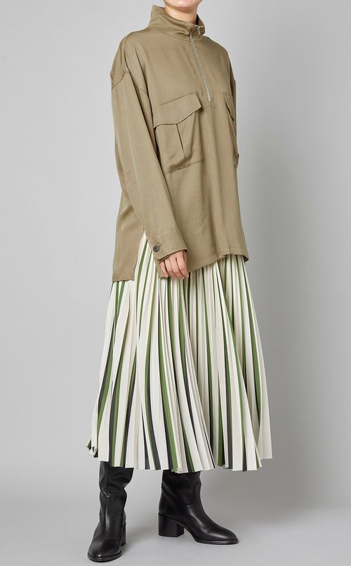 ツイルジップアッププルオーバーシャツ