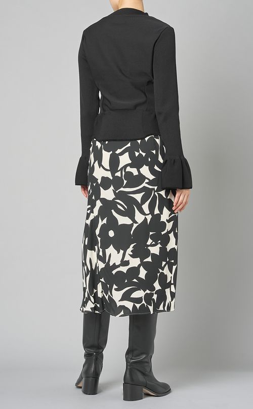 ビッグフラワープリントミディスカート
