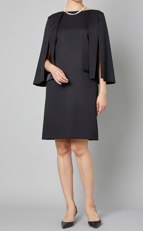 ケープディテールスリットスリーブドレス