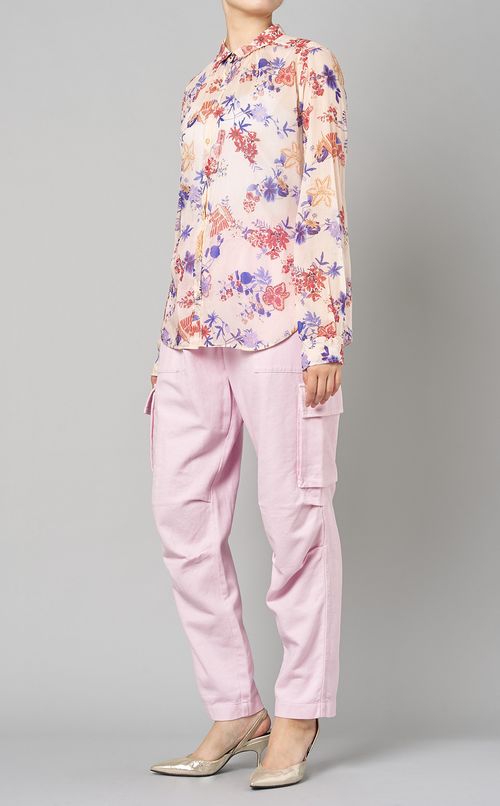 ライトカラーウエストゴムカーゴパンツ