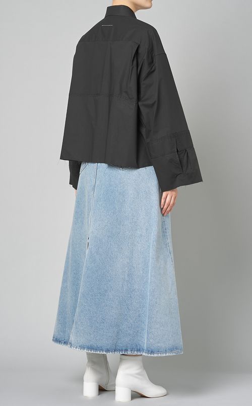 コットンポプリンワイドスリーブシャツ