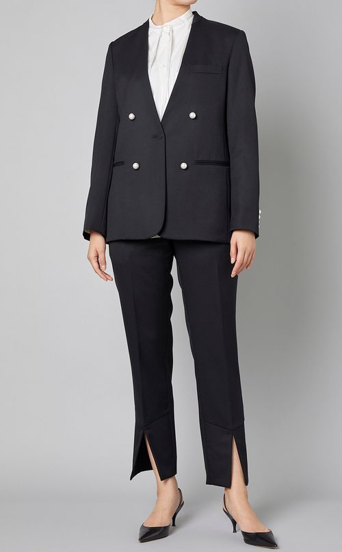 ノーカラーパールボタンジャケッ卜