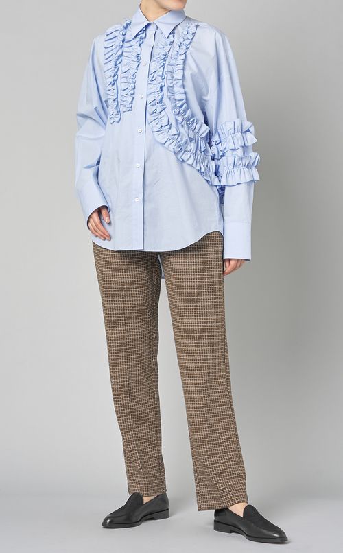 コットンフリルレギュラーカラーシャツ