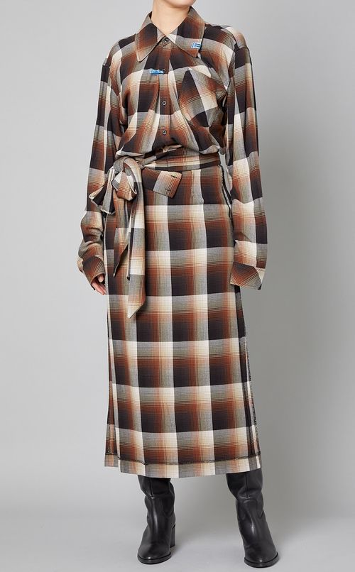 オンブレチェックカシュクールブラウス