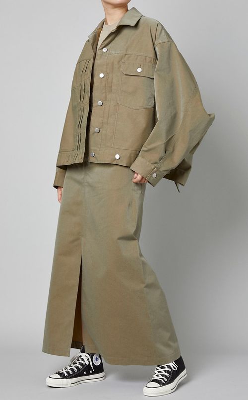 フロントスリットワークロングスカート