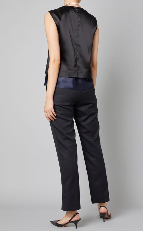 スリーブレスバイカラーブラウス