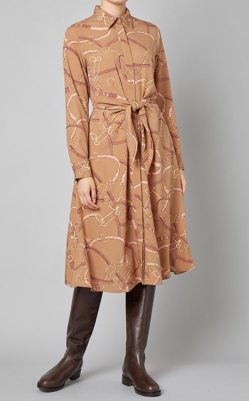 チェーンベルトプリントワンピース