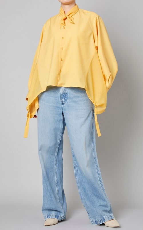 ダブルエンドウールボイルボウタイブラウス