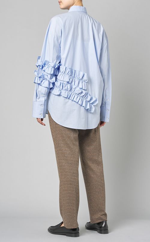 コットンフリルレギュラーカラーシャツ