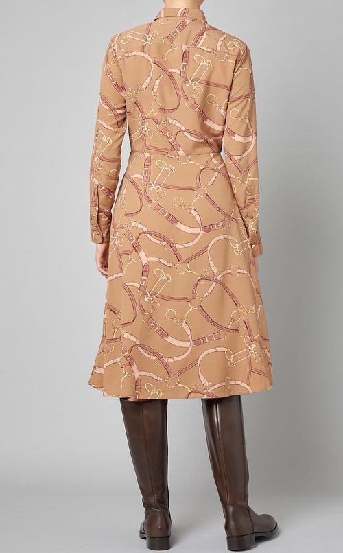 チェーンベルトプリントワンピース