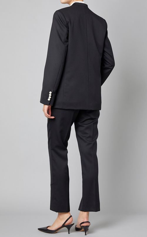 ノーカラーパールボタンジャケッ卜