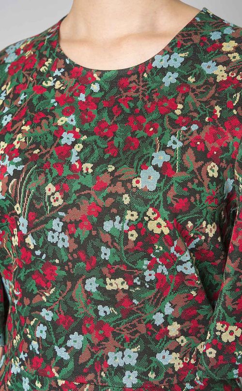 フローラルジャガードフレアトップス