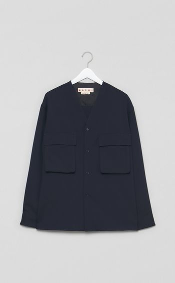 ノーカラーオーバーシャツ