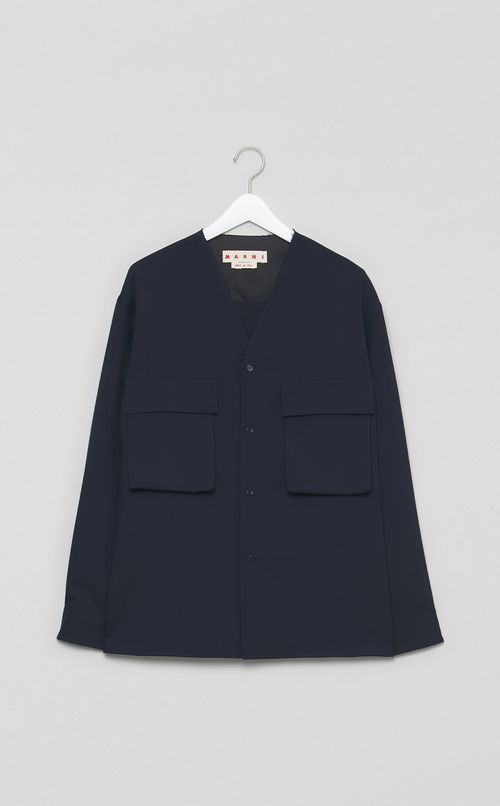 ノーカラーオーバーシャツ