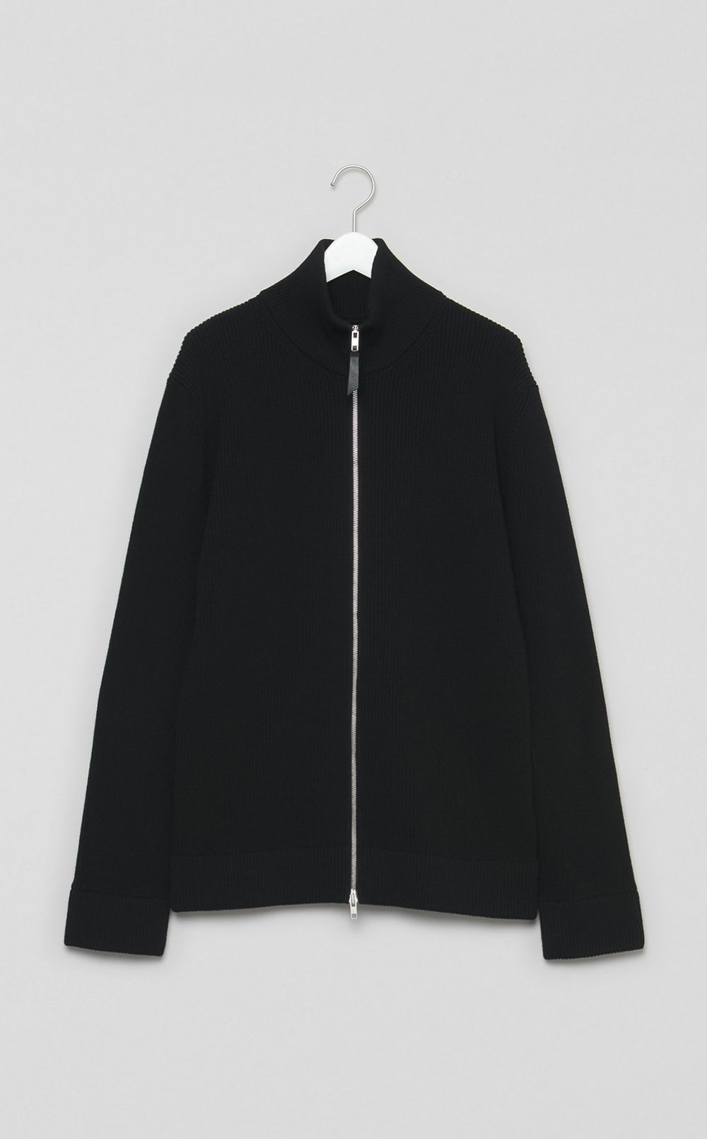 リブニットハイネックカーディガン