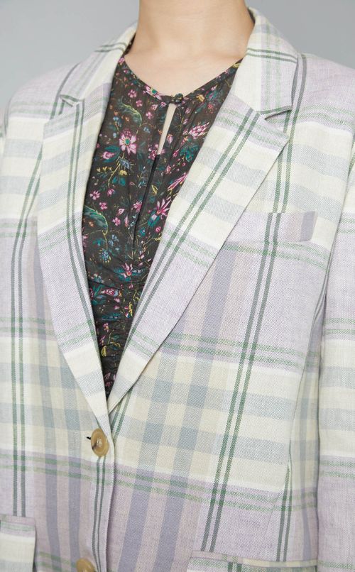 リネンチェックテーラードジャケット