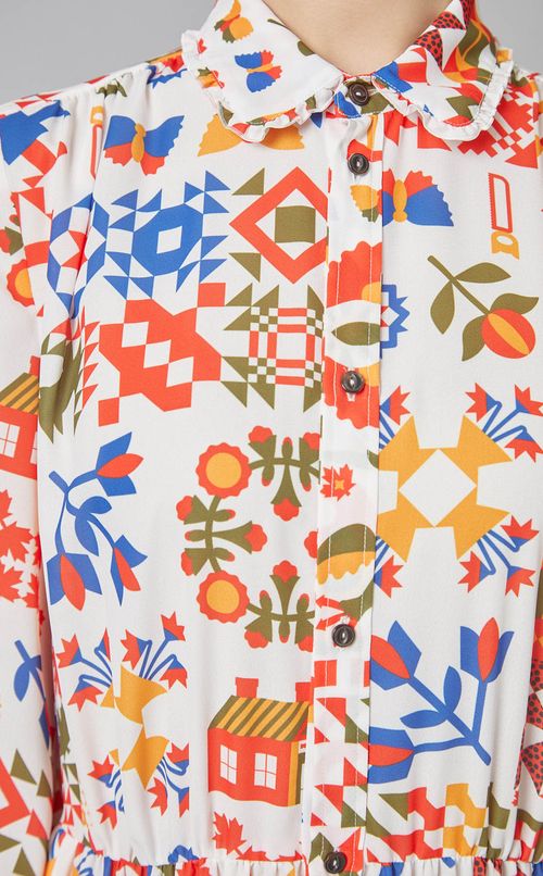 プリントティアードワンピース