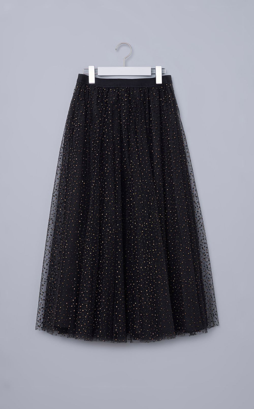 ラメドットチュールレース付スカート