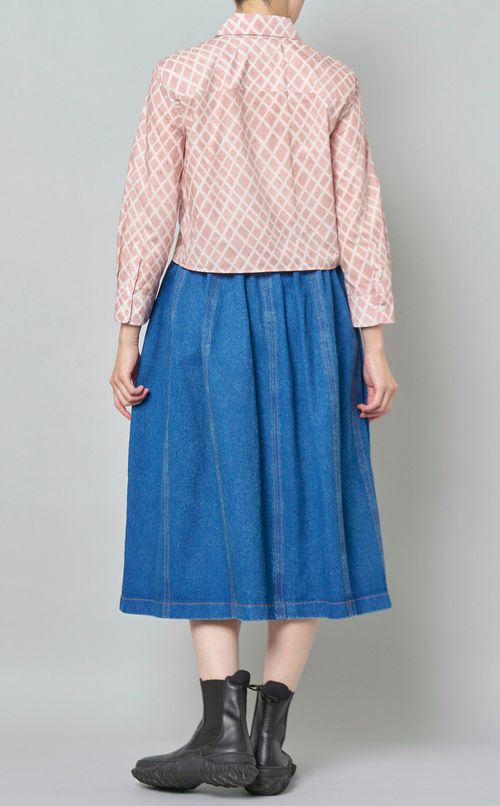 コットンチェックプリントシャツ