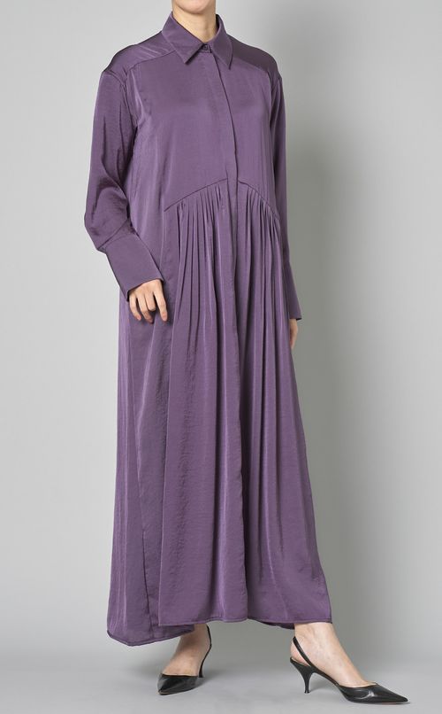 プリーツロングシャツワンピース