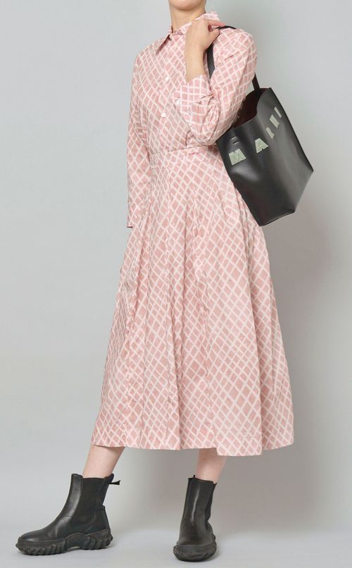 コットンチェックプリントシャツ