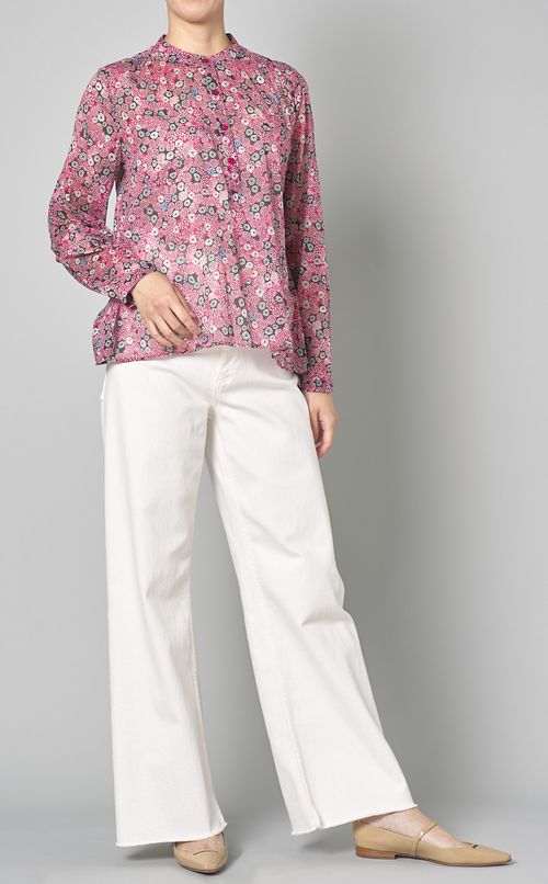 プリントスタンドカラーブラウス