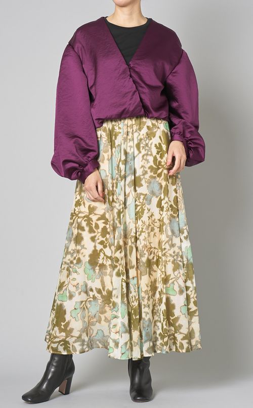 コットンプリン卜ギャザースカート