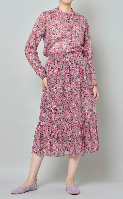 プリントスタンドカラーブラウス