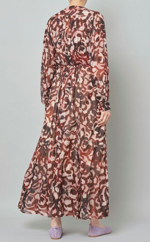 コットンシルクプリントロングワンピース