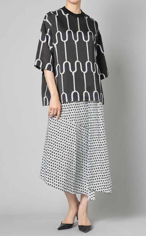 プリントクルーネックプルオーバートップス