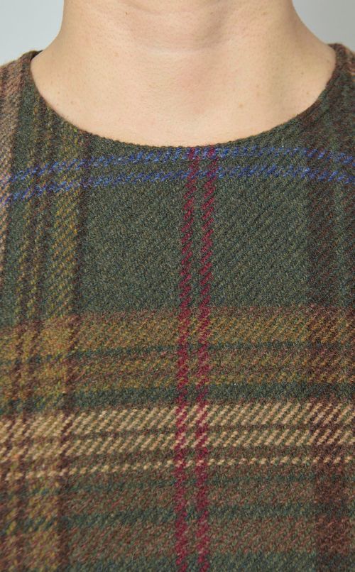 ウールチェックドレープワンピース