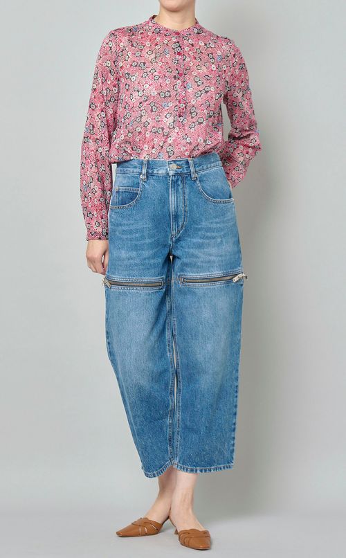 プリントスタンドカラーブラウス