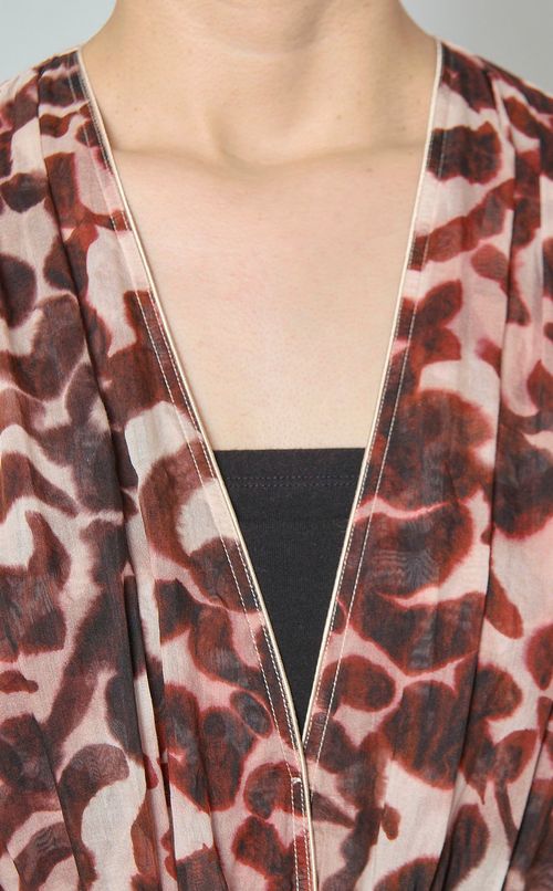 コットンシルクプリントロングワンピース