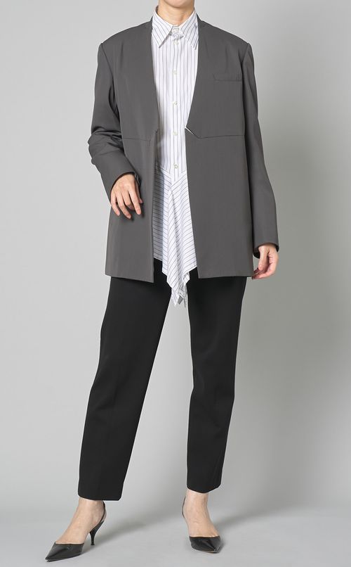 ウール混ノーカラージャケット