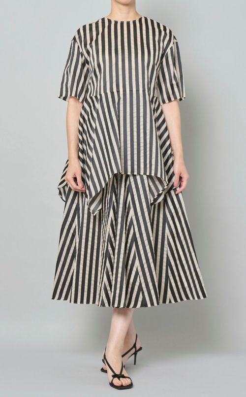 オーガンザストライプブラウス