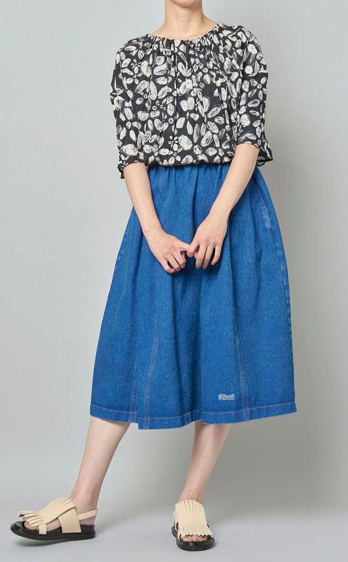 ウォッシュドデニムプルオンスカー卜