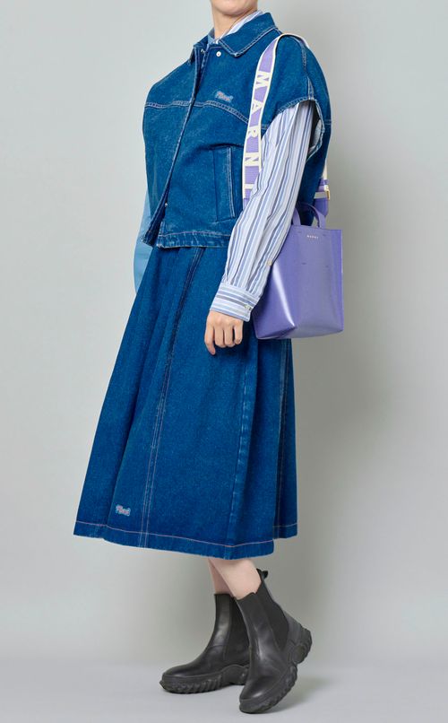 ウォッシュドデニムプルオンスカー卜